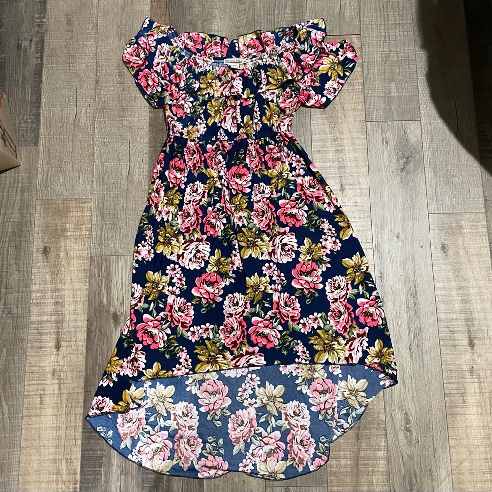 Off the shoulder high-low floral dress